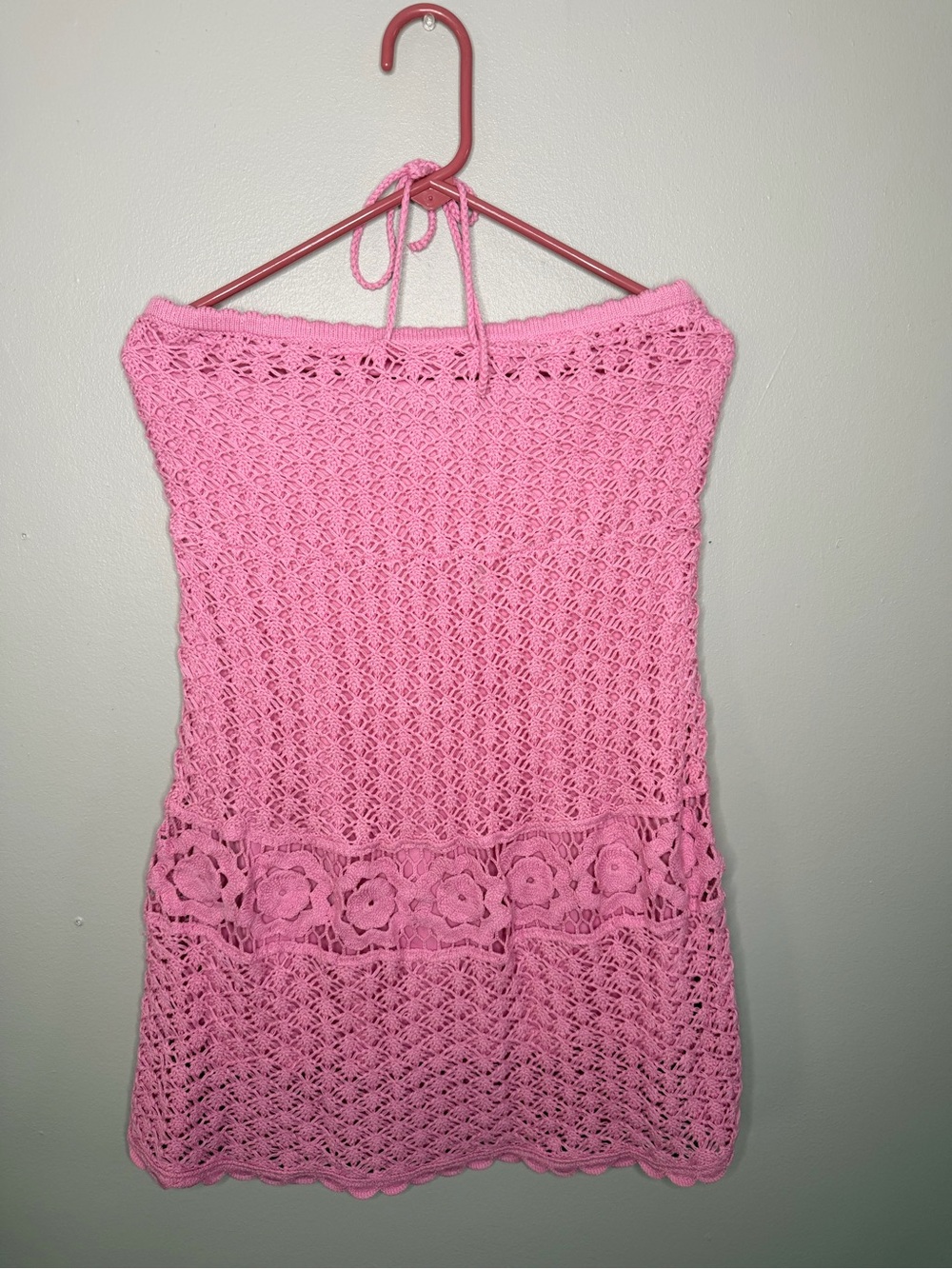 wild fable Pink Crochet Halter Dress for Kids